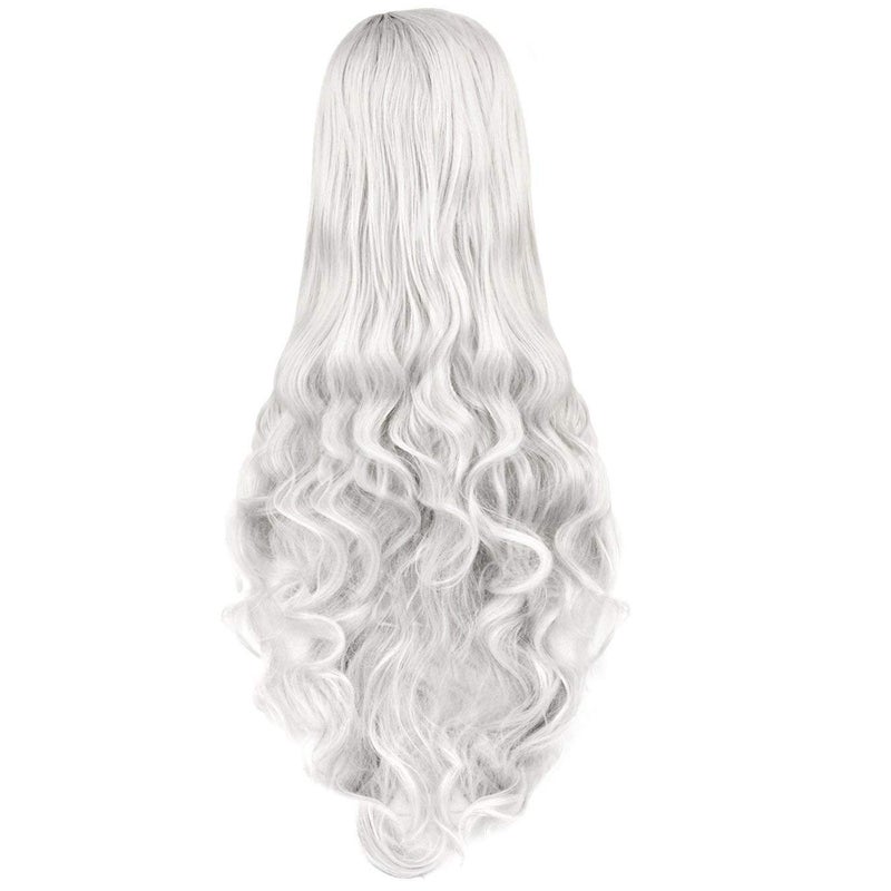 Rbenxia Curly Cosplay Wig Long Hair Heat Resistant Spiral Costume Wigs Anime Fashion Wavy Curly Cosplay Daily Party Silver 32 80cm
