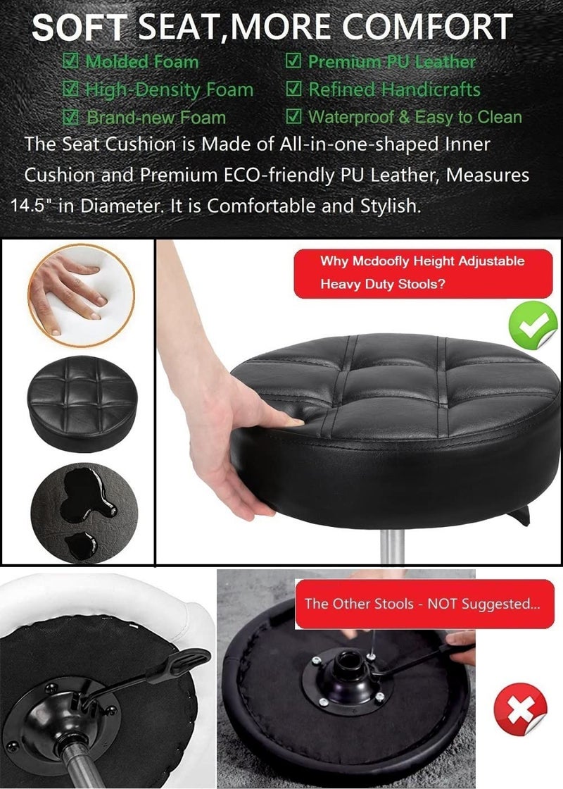 McDooFly Adjustable Heavy Duty Stool - Rolling Stools with Locking Caster Wheels - Swivel Stools Backless Chair for Beauty Hair Salon Spa Home Kitchen Office Shop Massage(Black, Height 18 to 22 in) - Image 5