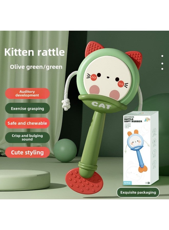 Baby Toys 0 A 1 Year Old Newborn Children 3 To 6 Months Baby Grip Training Can Gnaw Gum Rattle-Color:Kitten Rattle  Training Hearing/grip/can Be Chewed - Image 1