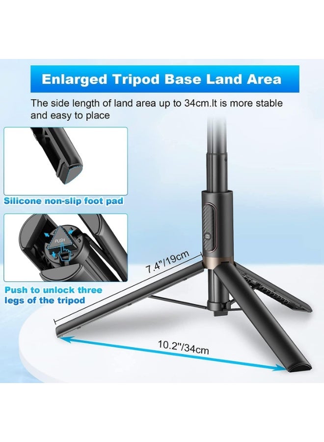 حامل ثلاثي القوائم عصا سيلفي للموبايل 60 بوصة، حامل ثلاثي القوائم للهواتف الذكية الكل في واحد مع جهاز تحكم لاسلكي مدمج، محمول وخفيف الوزن وقابل للتمديد لأجهزة ايفون واندرويد مقاس 4-7 بوصة (أسود) - Image 5