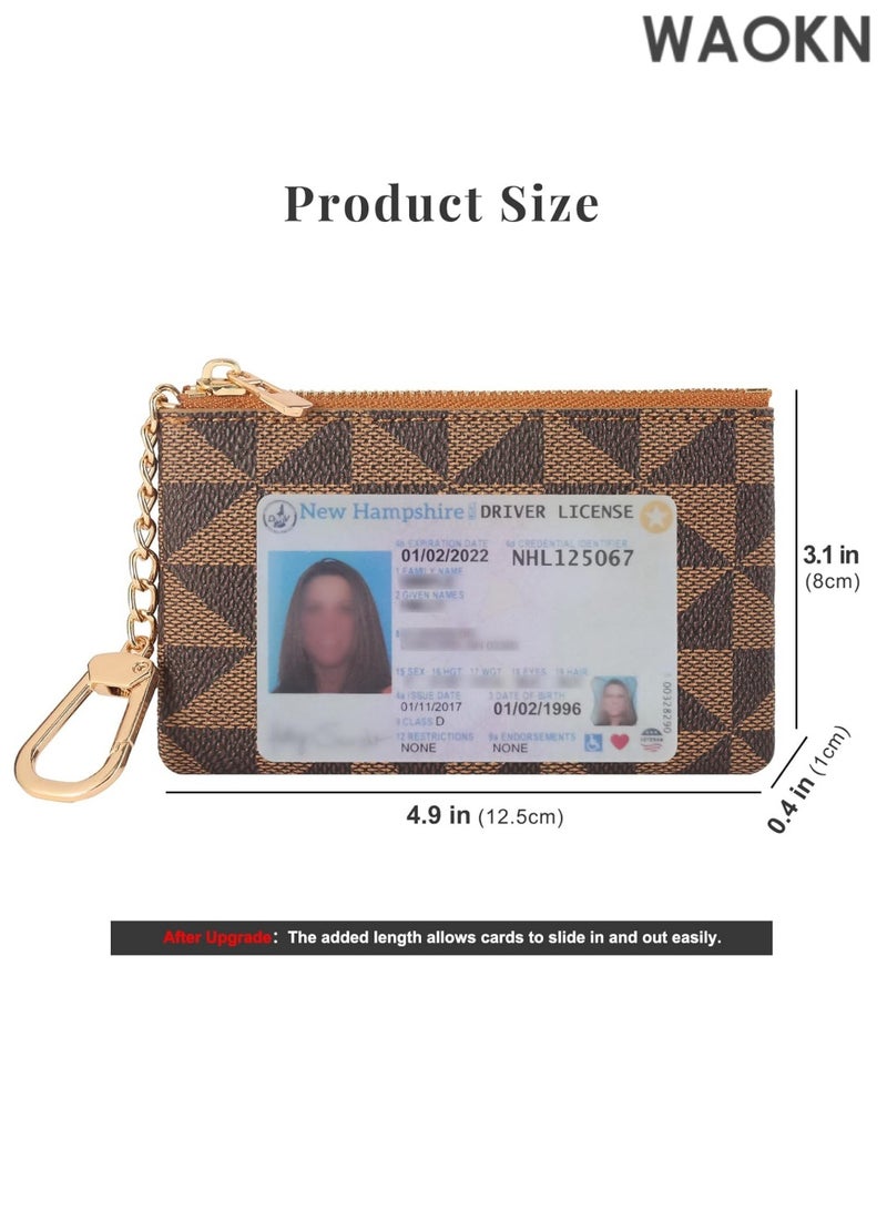 دبليو أيه أو كي أن محفظة نقود من الجلد الأصلي للنساء والرجال - محفظة صغيرة بسحاب مع سلسلة مفاتيح وحامل بطاقات - محفظة صغيرة متعددة الاستخدامات للنقود والعملات المعدنية والبطاقات - حقيبة صغيرة لمستلزمات السفر الأساسية (بني غامق) - Image 4
