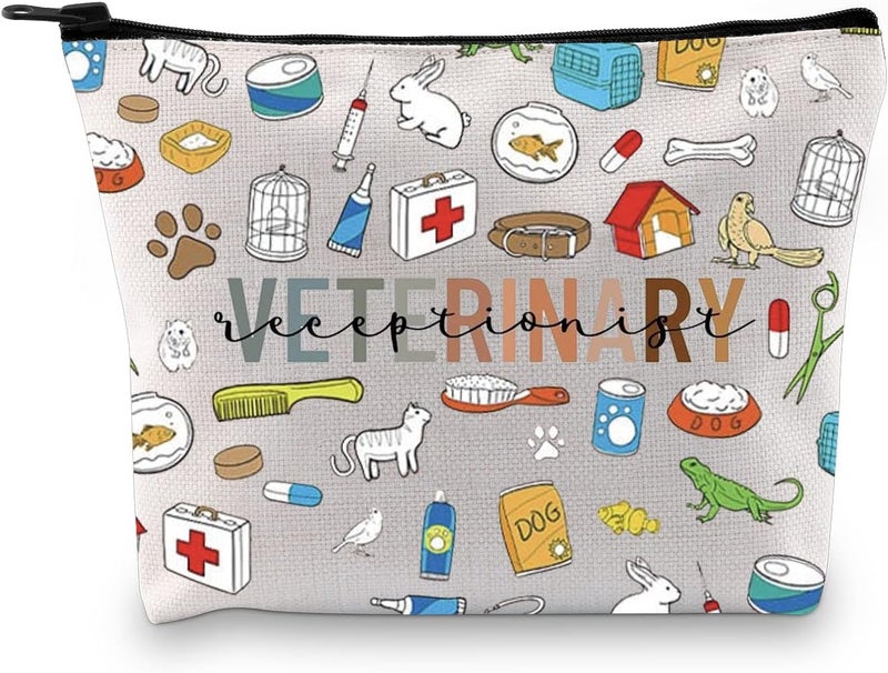 GJTIM Veterinary Receptionist Zipper Pouch Veterinarian Appreciation Gift Animal Rescue Gift Vet Tech Survival Kit (Vet Receptionist)