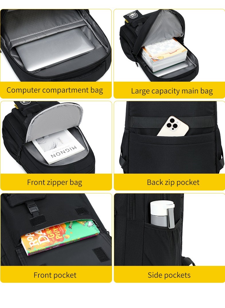 Generic - 328 Lightweight Laptop School Travel Multi-pocket Multi-Compartment Large Capacity Women's Water-resistant Collage Daily Use Backpack Bag - Black - Image 1