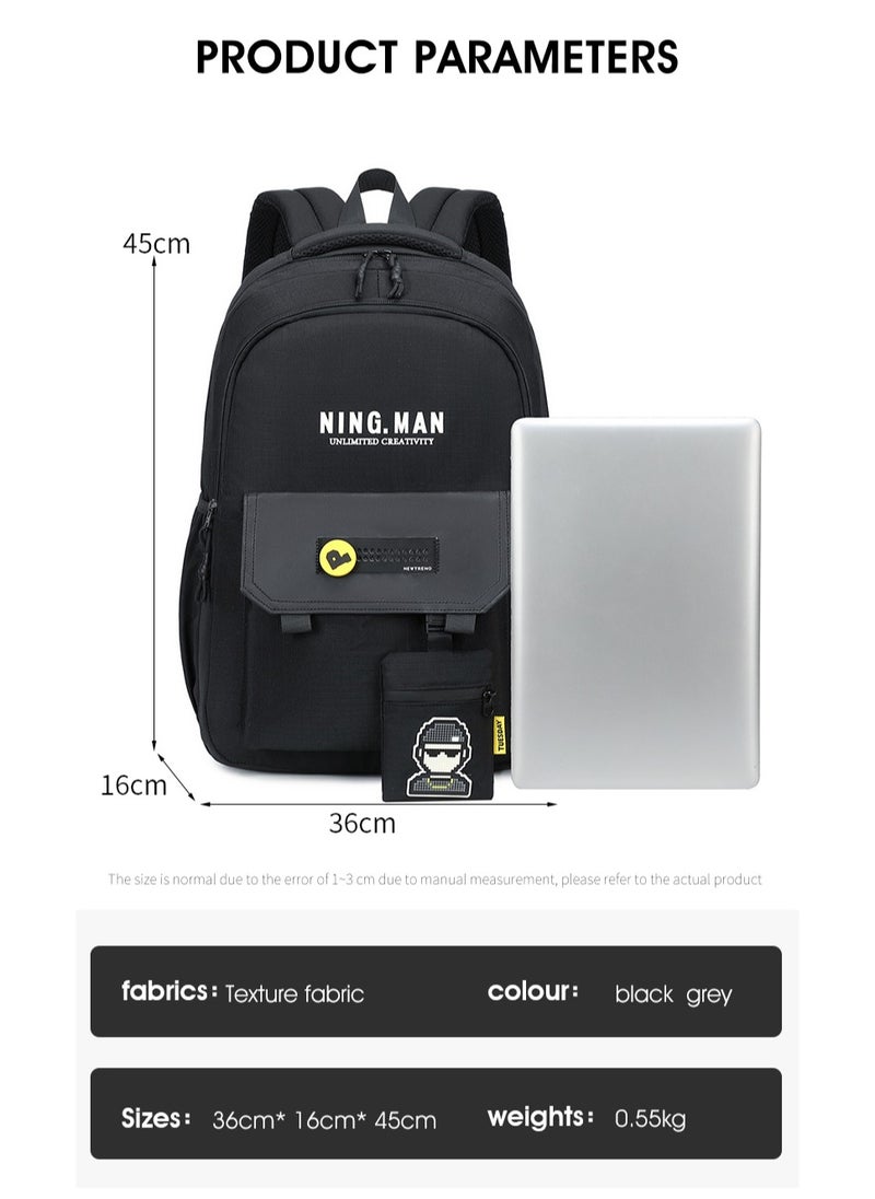 Generic - 328 Lightweight Laptop School Travel Multi-pocket Multi-Compartment Large Capacity Women's Water-resistant Collage Daily Use Backpack Bag - Black - Image 1