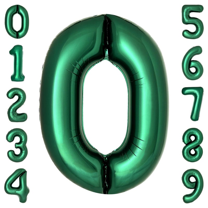 cocodino Dark Green Number 0 Balloons Large Emerald Green Number Balloons 40 Inch Jungle Safari Birthday Party Supplies Graduation Decorations Forest Green 0 Balloon - Image 2
