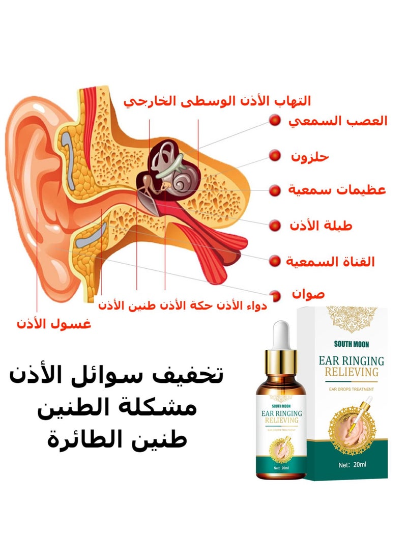 SOUTH MOON - 20ml Ear Ringing Relieving Ear Drops Tinnitus Deafness Ear Swelling Ear Discharge Otitis Media Ear Fluid Best Ear Drops for Swimmers' Ears - Image 1