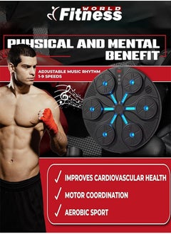 Fitness World Wall Mounted Electronic Boxing Machine, Bluetooth LED Light with USB Charging, Musical Boxing Machine with 9 Interaction Training Modes with Boxing Gloves for Kickboxing, Karate, Gym Training CY-95488  - Image 2
