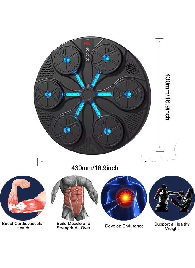 Fitness World - Wall Mounted Electronic Boxing Machine, Bluetooth LED Light with USB Charging, Musical Boxing Machine with 9 Interaction Training Modes with Boxing Gloves for Kickboxing, Karate, Gym Training CY-95488 - Image 1