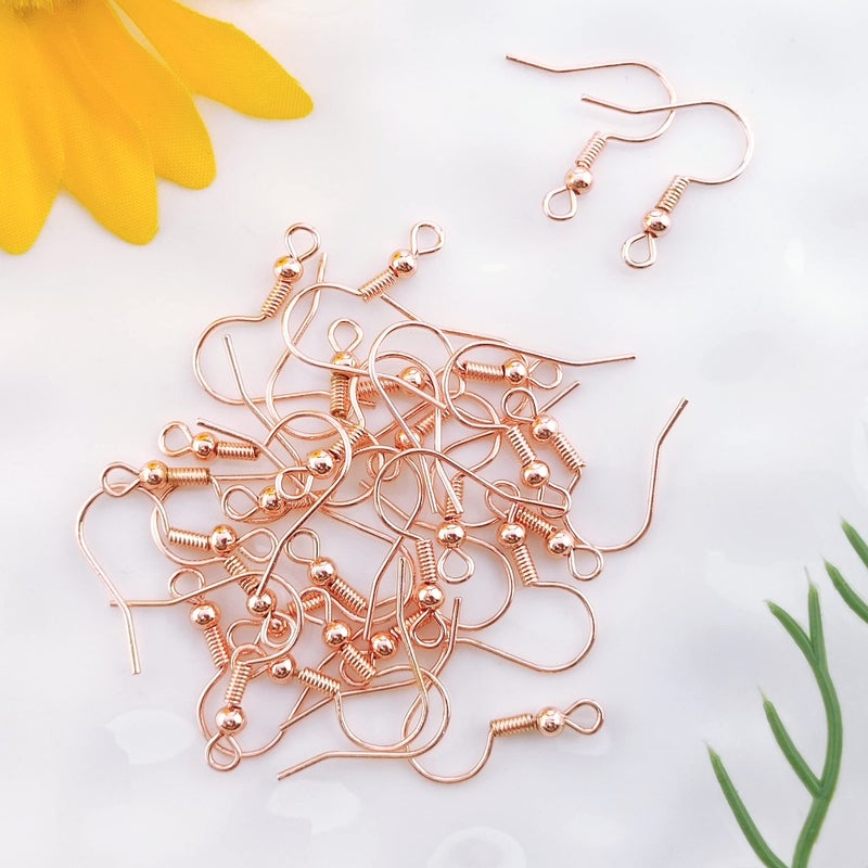 Coiris 100 Pairs Rose Gold Color Earwires French Earring Hooks/Dangle Earring Findings Jewelry Making DIY (EH-1007-RG1) - Image 3