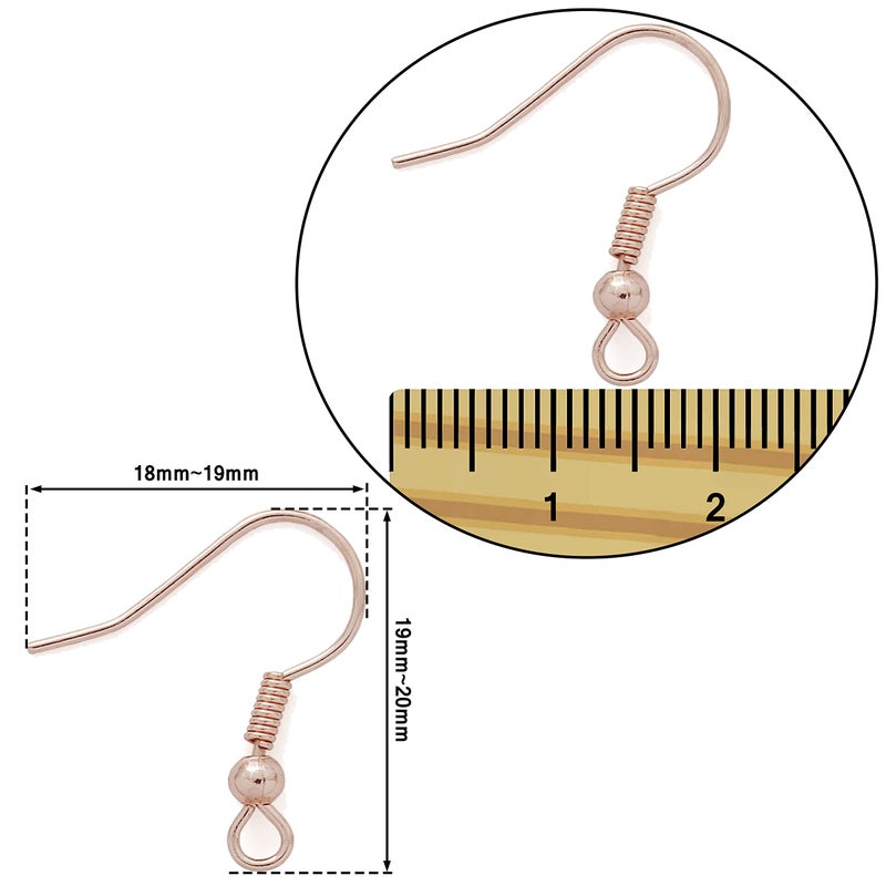 Coiris 100 Pairs Rose Gold Color Earwires French Earring Hooks/Dangle Earring Findings Jewelry Making DIY (EH-1007-RG1) - Image 2