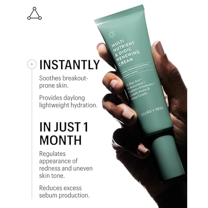 Allies of Skin Multi Nutrient & Dioic Renewing Face Cream | Balance and Hydrate Acne Prone Skin with Kombucha & Probiotics | Calm Redness, Breakouts and Even Skin Tone | 1.7 fl oz - Image 4