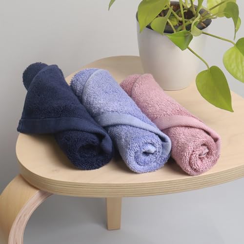 HEELIUM Bamboo Face Towel | Ultra Absorbent & Odour-Free | 3X Softer Than Cotton Towels | 30 x 30 cm - 600 GSM | Pack of 3 - Blue, Iris, Peach - Image 1