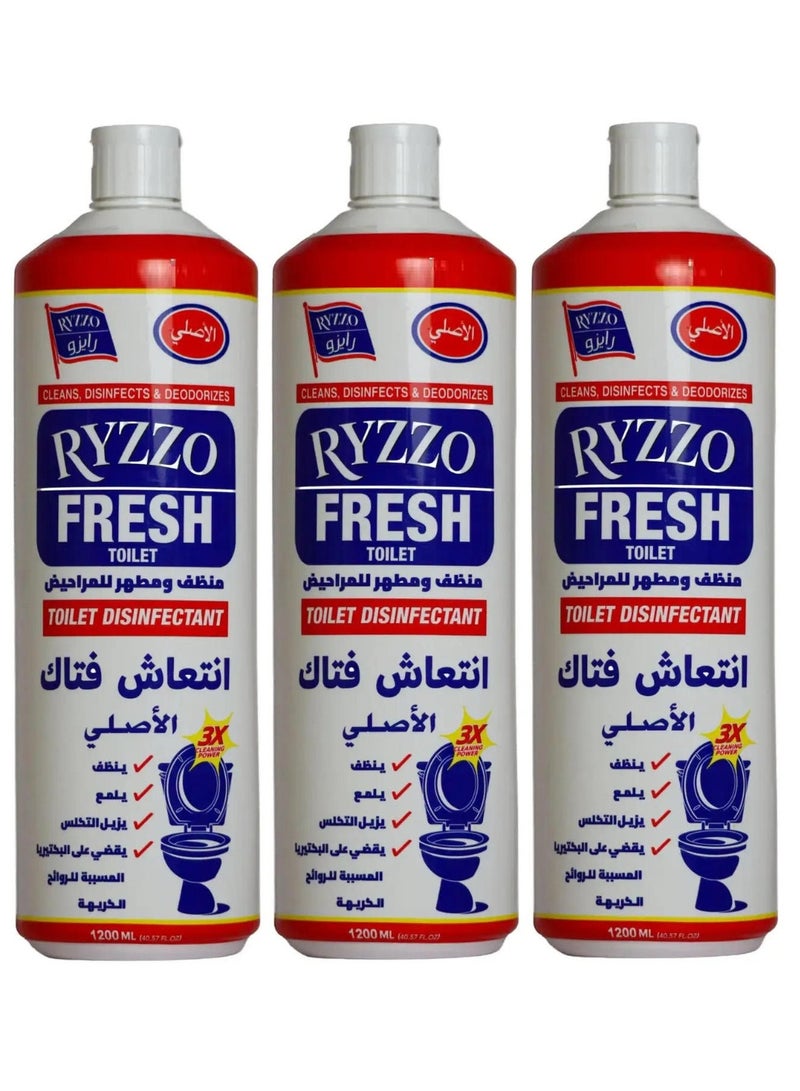 RYZZO 3X Cleaning Power Fresh Toilet Disinfectant 1200 ML X 3 Pcs Pack - Image 1