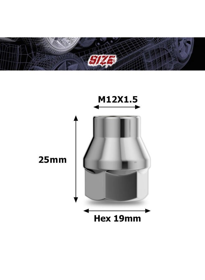 Richeer 24PCS 12x1.5 Chrome Extend Open Lug Nuts, 0.27 inch(7mm) Shank M12x1.5 Thread Aftermarket Wheels Lug Nuts for Tacoma 4Runner Tundra FJ Cruiser Ventury Sequoia Fortuner Land Cruiser HILUX GX460 - Image 2