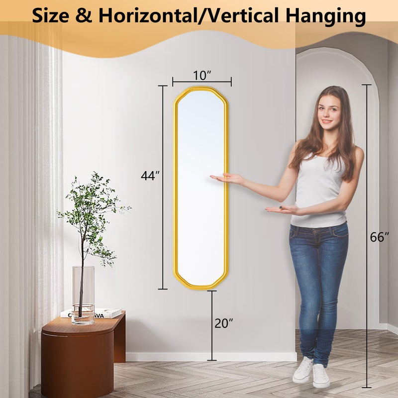 Ferytange Modern Slim Wall Decor Mirror 10"x44" Gold - Skinny Wall Decor for Entryway, Bedroom, Nursery, Luxury Metal Frame with Anti-Shatter Glass - Image 3