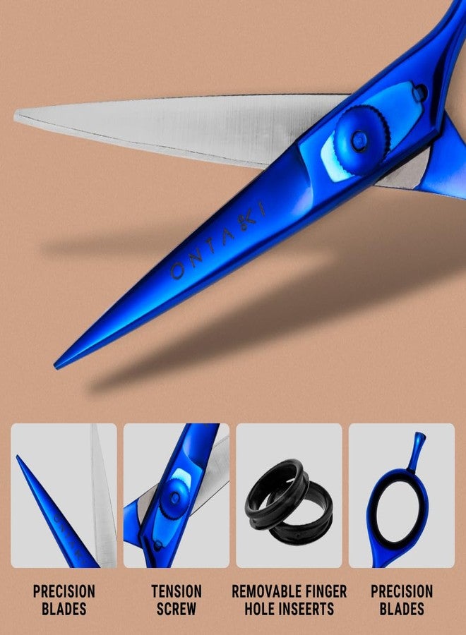 Ontaki Beard & Mustache Scissors for Men - 5.5" Japanese Steel, Midnight Blue - Sharp Blades, Ergonomic Finger Rest & Adjustable Tension Screw for Perfect Trimming - Beard Scissors for Men - Image 4