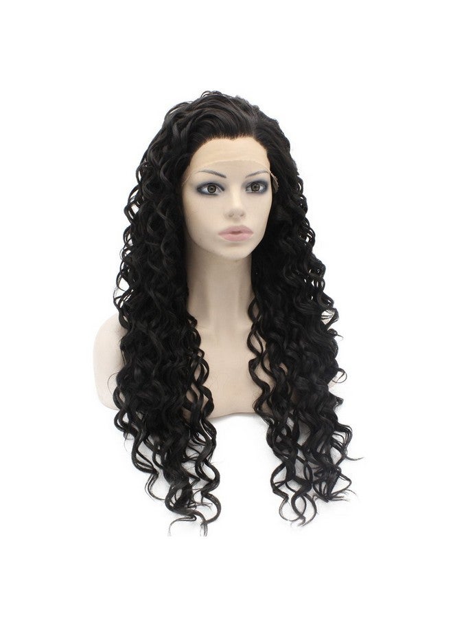 MX angel Mxangel Long Curly Lace Front Synthetic Hair Black Celebrity Natural Stylish Wig - Image 4