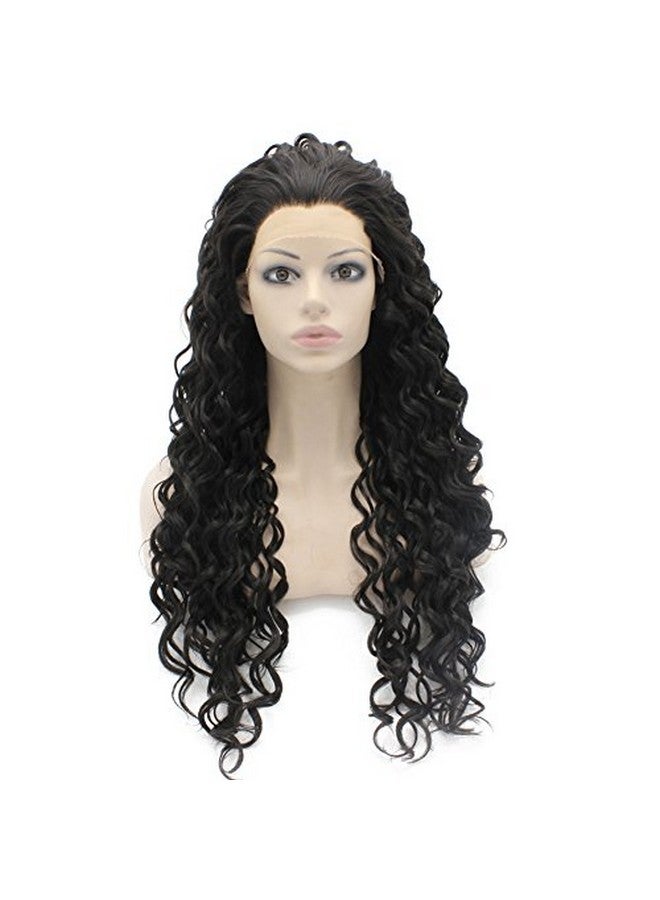 MX angel Mxangel Long Curly Lace Front Synthetic Hair Black Celebrity Natural Stylish Wig - Image 5