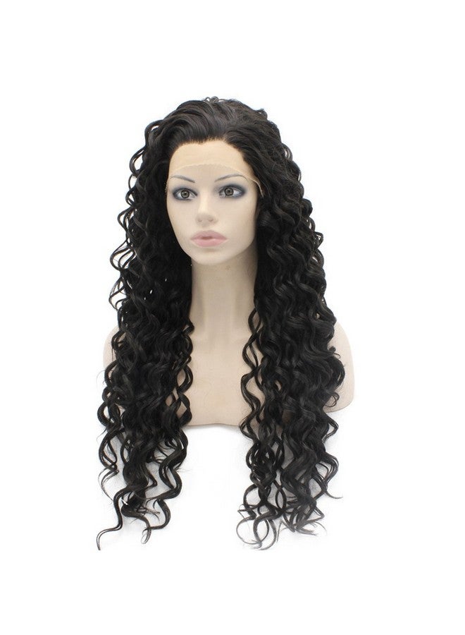 MX angel Mxangel Long Curly Lace Front Synthetic Hair Black Celebrity Natural Stylish Wig - Image 3