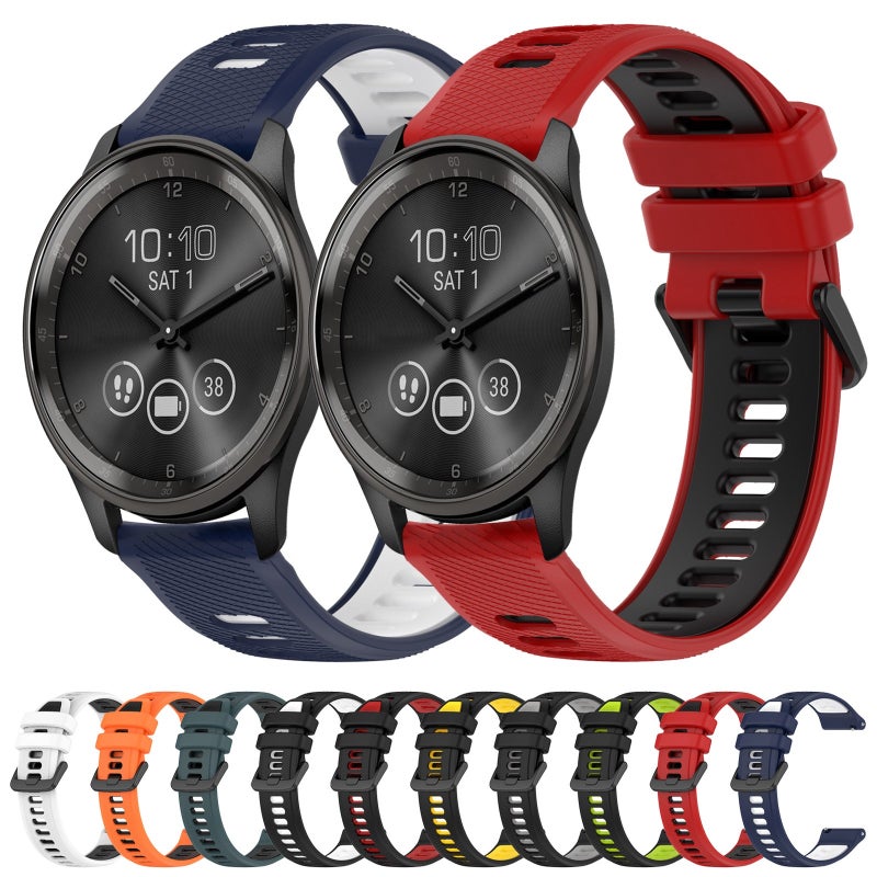 S-TOP For Garmin Forerunner 245 Music 20mm Sports Two-Color Silicone Watch Band(Black+Grey) - Image 3