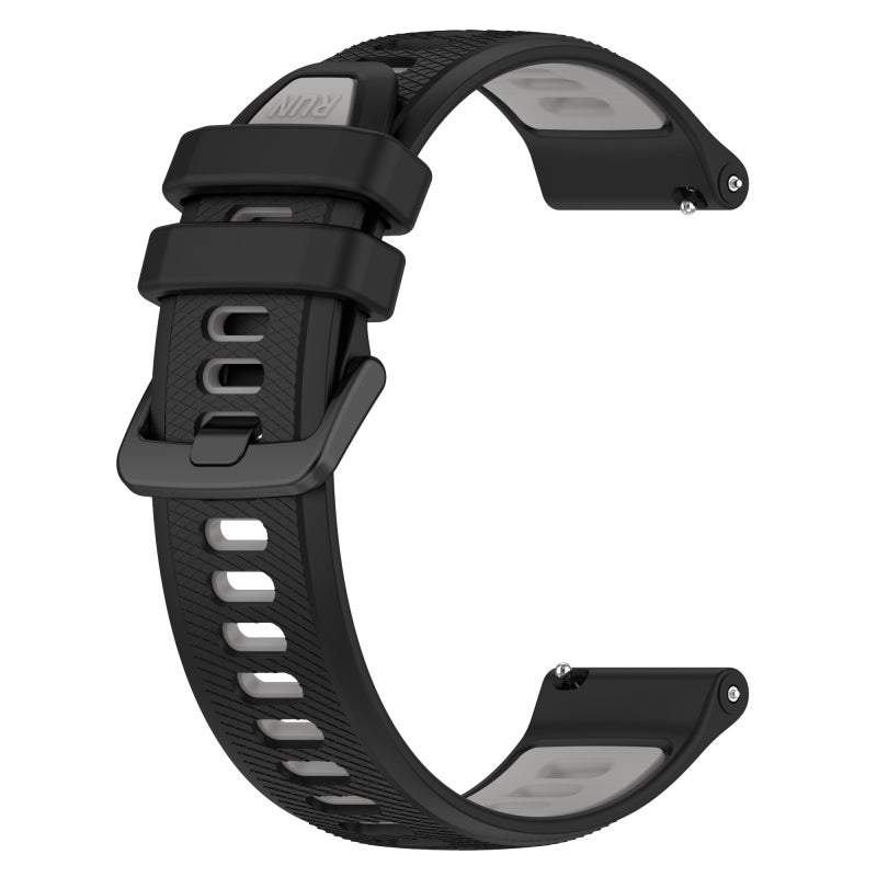 S-TOP For Garmin Forerunner 245 Music 20mm Sports Two-Color Silicone Watch Band(Black+Grey) - Image 2