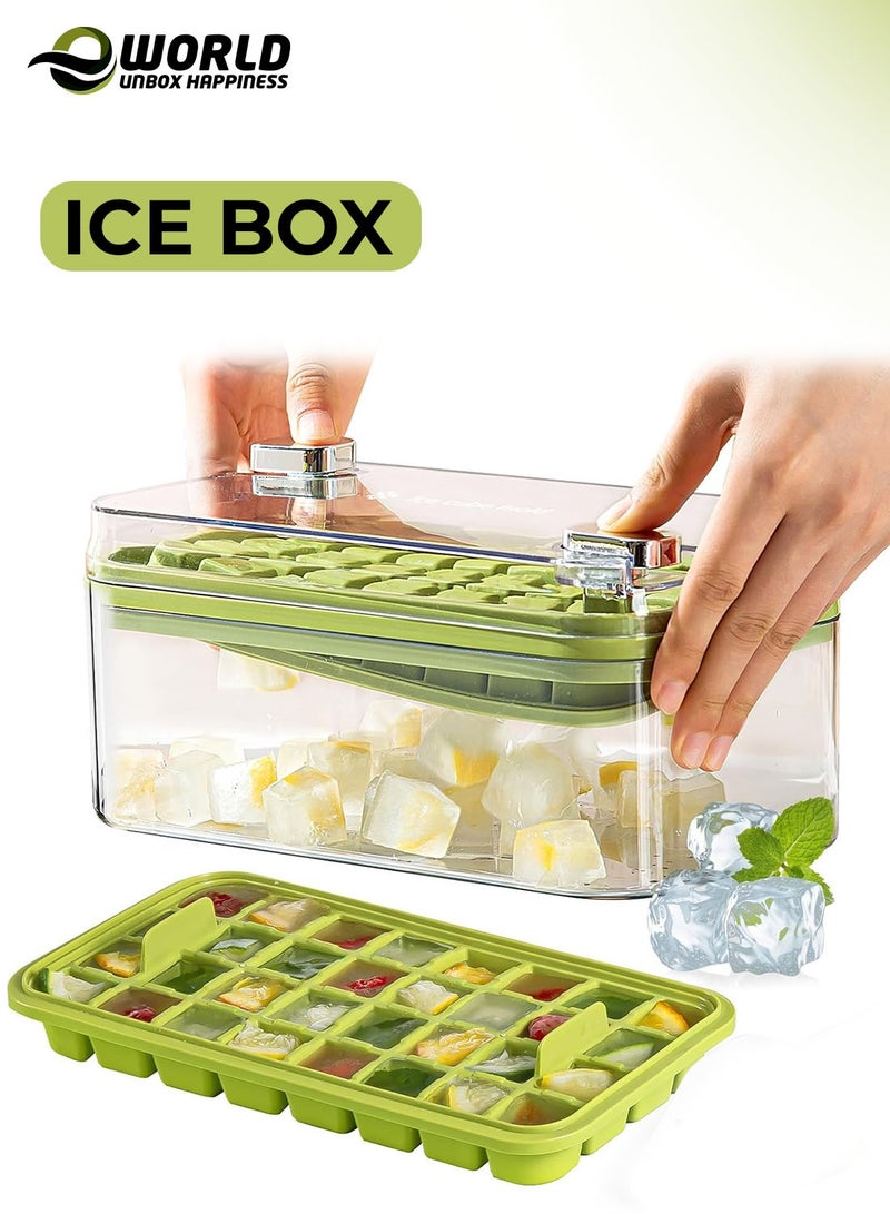 Eworld Ice Cube Tray with Lid and Bin – 64 PCS Easy-Release Ice Cube Molds with 2 Trays, Container & Scoop for Freezer, Drinks, Coffee, Juice & Cocktails, assorted colors - Image 1