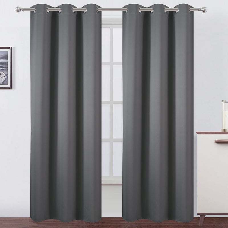 LEMOMO Grey Thermal Blackout Curtains38 x 84 InchSet of 2 Panels Room Darkening Curtains for Bedroom