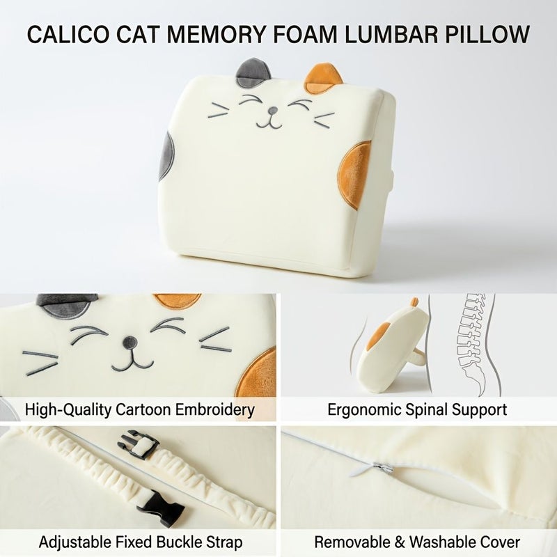 Tabby Cat Lumbar Support Cushion for Chair Sofa Backrest With Adjustable Strap - Image 5