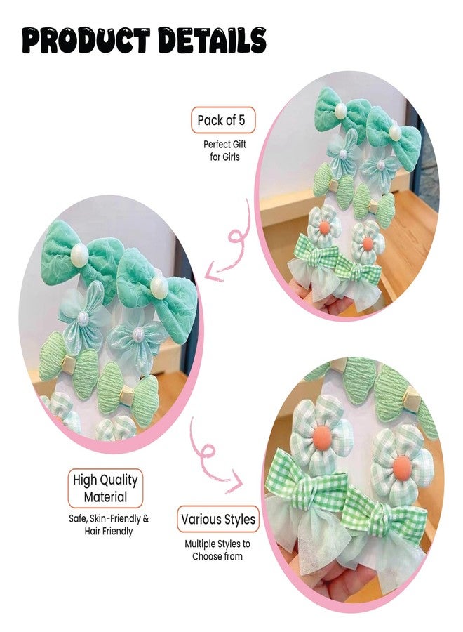 SYGA 10-Piece Baby Hair Clip Set for Girls Adorable Bow and Flower Designs Hair Pin Soft, Lightweight, and Stylish - Cyan - Image 4