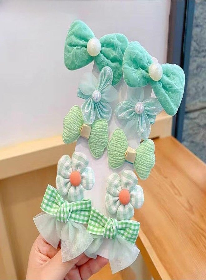 SYGA 10-Piece Baby Hair Clip Set for Girls Adorable Bow and Flower Designs Hair Pin Soft, Lightweight, and Stylish - Cyan - Image 5