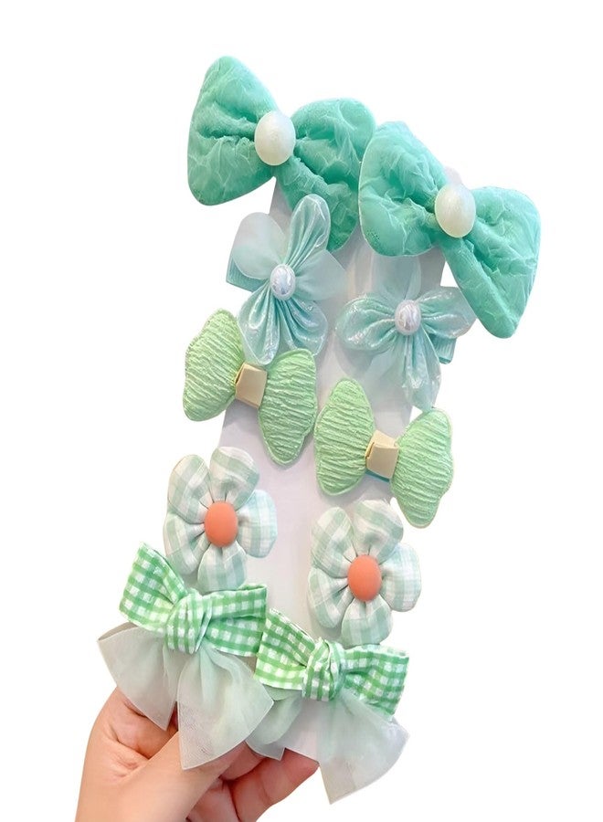 SYGA 10-Piece Baby Hair Clip Set for Girls Adorable Bow and Flower Designs Hair Pin Soft, Lightweight, and Stylish - Cyan - Image 1