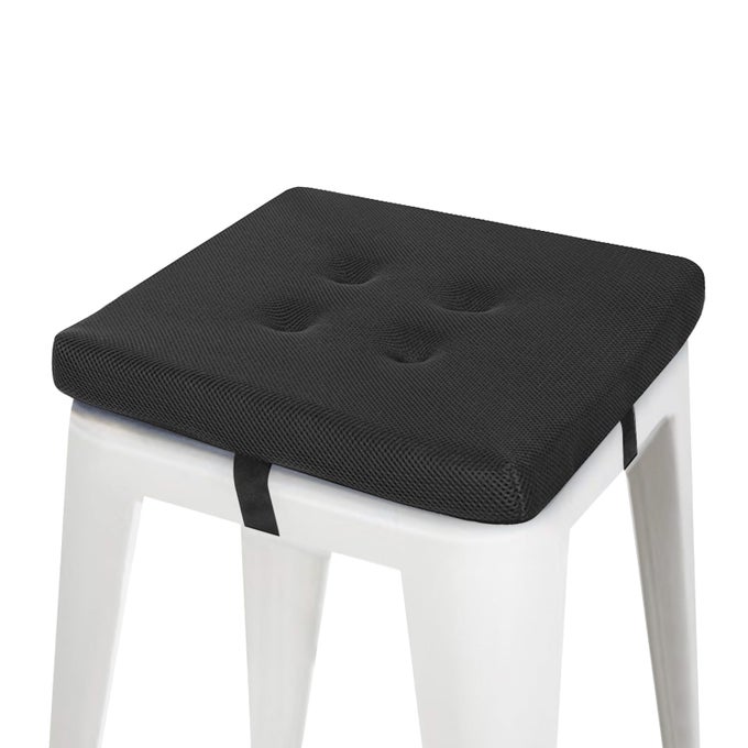 12 INCHES SQUARE STOOL CUSHIONS WITH TIES FOR BAR STOOL BREATHABLE SQUARE CHAIR PADS SEAT CUSHIONS WITH NONSLIP BOTTOM ONE PAD ONLY 12 BLACK