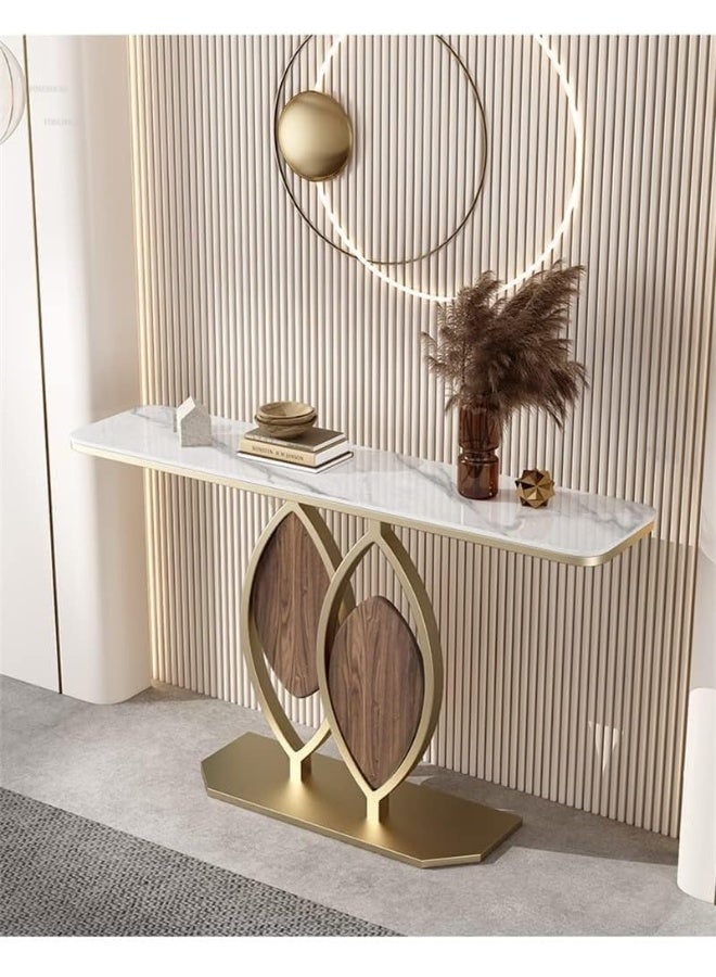 Console Table for Entryway Narrow Long Hallway Table with Geometric Metal Frame, Sofa Table Behind Couch Accent Tables for Entrance Foyer, Hallway, Living Room. Original Marble - Image 1