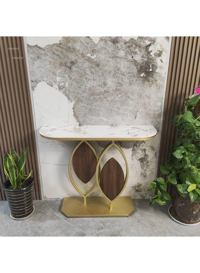 Console Table for Entryway Narrow Long Hallway Table with Geometric Metal Frame, Sofa Table Behind Couch Accent Tables for Entrance Foyer, Hallway, Living Room. Original Marble - Image 3