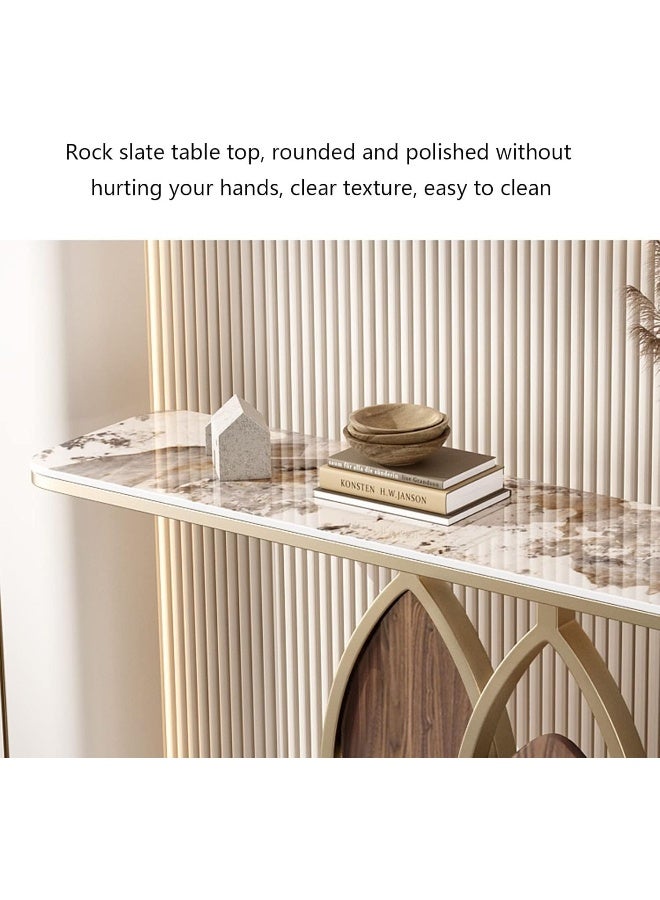 Console Table for Entryway Narrow Long Hallway Table with Geometric Metal Frame, Sofa Table Behind Couch Accent Tables for Entrance Foyer, Hallway, Living Room. Original Marble - Image 4