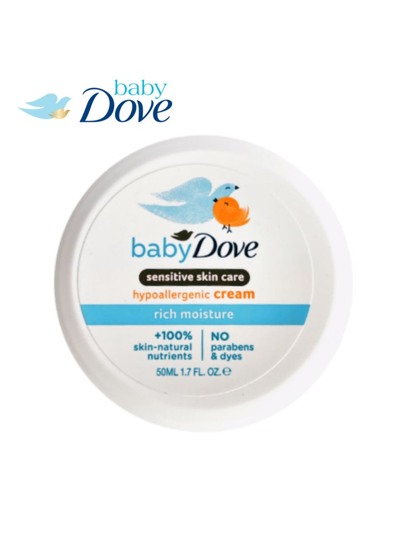 Dove Sensitive Skin Care Hypoallergenic Cream Rich Moisture for Body and Face - 50 Ml - Image 1