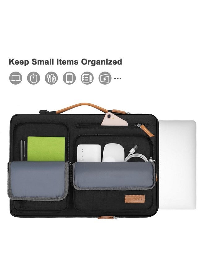 موسيسو حقيبة كتف واقية للكمبيوتر المحمول من موسيسو 360، حقائب كمبيوتر مقاس 15-15.6 بوصة متوافقة مع ماك بوك برو 16 بوصة، إتش بي، ديل، لينوفو، أسوس نوت بوك، حقيبة رسول مفتوحة من الجانب مع 4 جيوب بسحاب، لون أسود - Image 2