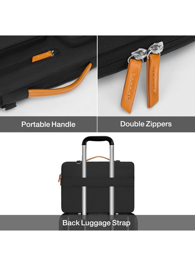 موسيسو حقيبة كتف واقية للكمبيوتر المحمول من موسيسو 360، حقائب كمبيوتر مقاس 15-15.6 بوصة متوافقة مع ماك بوك برو 16 بوصة، إتش بي، ديل، لينوفو، أسوس نوت بوك، حقيبة رسول مفتوحة من الجانب مع 4 جيوب بسحاب، لون أسود - Image 4