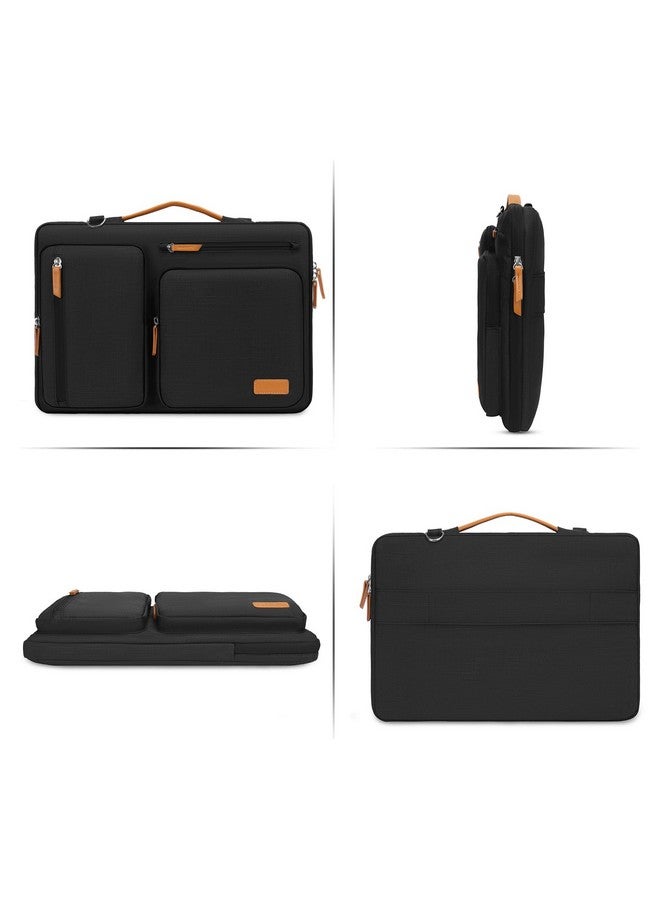 موسيسو حقيبة كتف واقية للكمبيوتر المحمول من موسيسو 360، حقائب كمبيوتر مقاس 15-15.6 بوصة متوافقة مع ماك بوك برو 16 بوصة، إتش بي، ديل، لينوفو، أسوس نوت بوك، حقيبة رسول مفتوحة من الجانب مع 4 جيوب بسحاب، لون أسود - Image 5