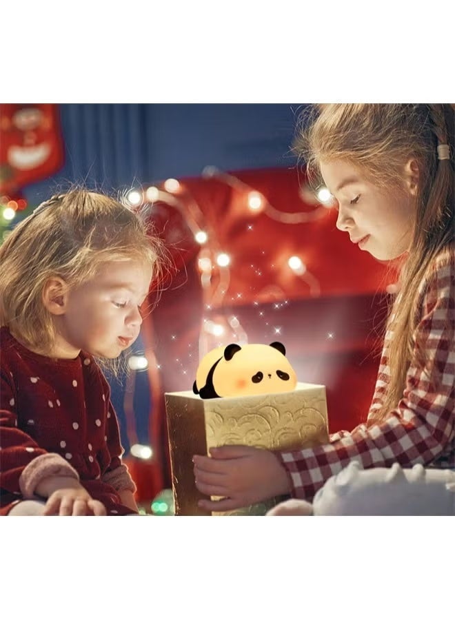 Rechargeable Panda Puff Silicone Night Light for Bedroom Sleep, Women's Bedside Eye-Protecting, Cute Companion Sleep, Birthday Gift Style - Image 3