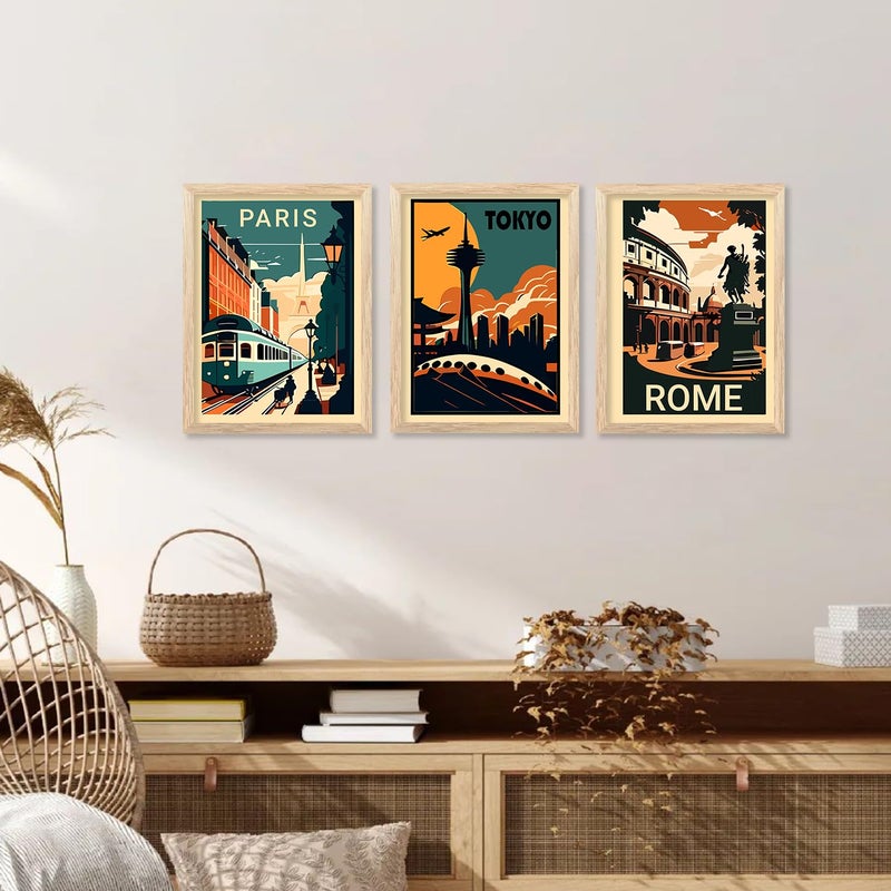 kotart City view wall art poster with Frame for Home Decoration Painting for Living Room Bedroom Office Wall hanging frames Pack of 6 Multicolor 13x17 inch F - Image 3