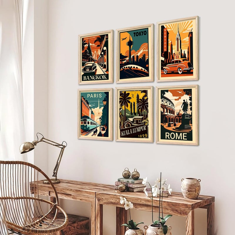 kotart City view wall art poster with Frame for Home Decoration Painting for Living Room Bedroom Office Wall hanging frames Pack of 6 Multicolor 13x17 inch F - Image 4