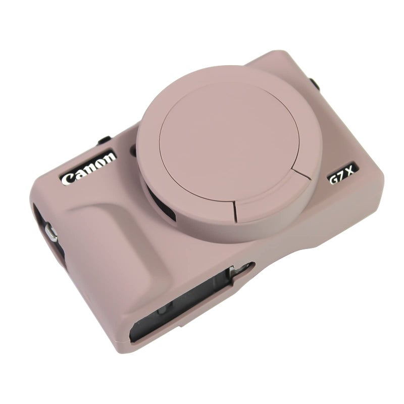 Easy Hood غطاء سهل لكاميرا كانون باور شوت G7 X مارك III الرقمية، غطاء واقي من السيليكون الناعم مع غطاء عدسة قابل للإزالة لكاميرا كانون باور شوت G7X مارك III DSLR (وردي تيفاني) - Image 1