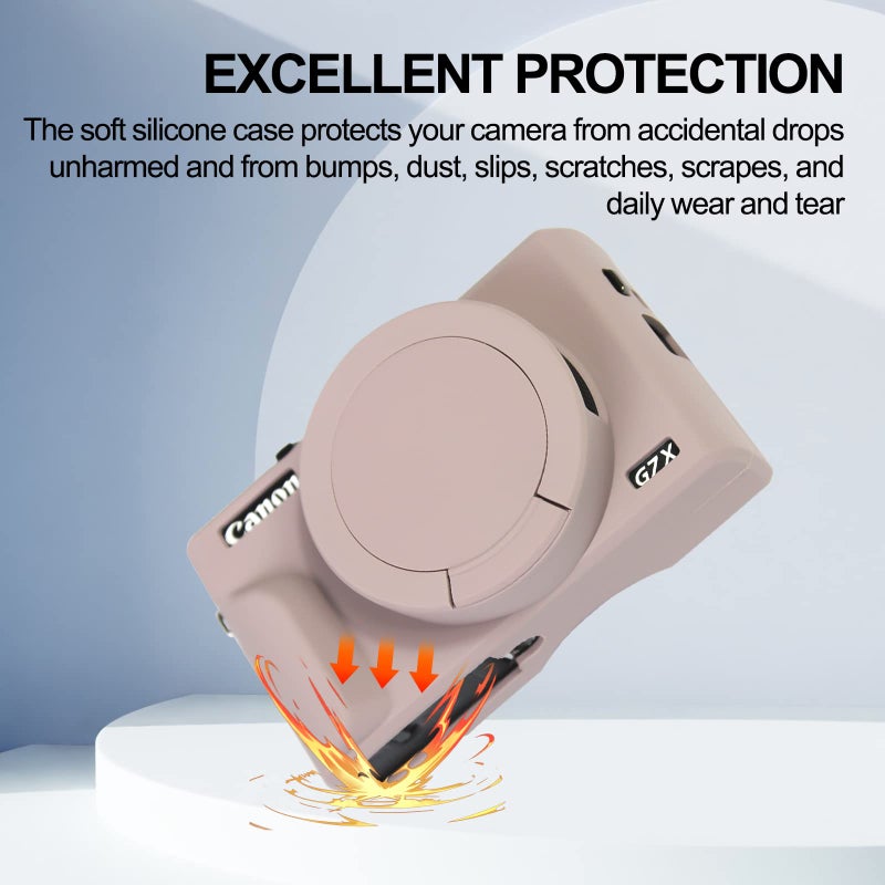 Easy Hood غطاء سهل لكاميرا كانون باور شوت G7 X مارك III الرقمية، غطاء واقي من السيليكون الناعم مع غطاء عدسة قابل للإزالة لكاميرا كانون باور شوت G7X مارك III DSLR (وردي تيفاني) - Image 5