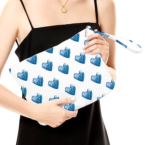 Fokongna Heart Wet Bag Wet Dry Bag Beach Bag Diaper Bag Wet Bag For Swimsuit Travel Makeup Bag Toiletry Bag Waterproof Large Capacity for Women Girls Mom Sister Friends Boho Heart Romantic Gifts blue - Image 2
