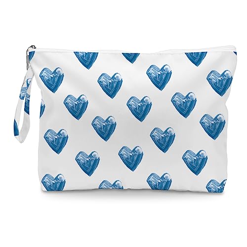 Fokongna Heart Wet Bag Wet Dry Bag Beach Bag Diaper Bag Wet Bag For Swimsuit Travel Makeup Bag Toiletry Bag Waterproof Large Capacity for Women Girls Mom Sister Friends Boho Heart Romantic Gifts blue - Image 1