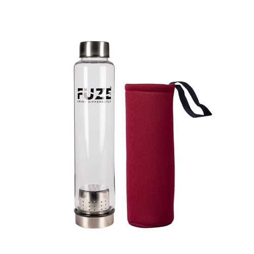 Fuze Borosilicate Glass Bottle with Removable Filter 700ml | 1 pack of Alkaline Balls | Alkaline improves Immunity, increases blood oxygen & Nuetralizes Acid in Body (Red - 700ml) - Image 4
