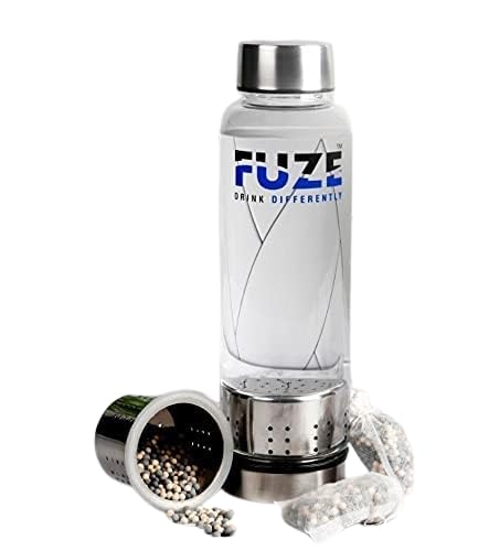 Fuze Borosilicate Glass Bottle with Removable Filter 700ml | 1 pack of Alkaline Balls | Alkaline improves Immunity, increases blood oxygen & Nuetralizes Acid in Body (Red - 700ml) - Image 5