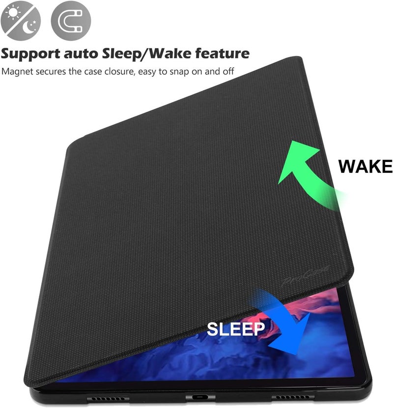 Procases Folio Case For Lenovo Tab P11 2020 11.0 Inch Model: Tb-J606F Tb-J606X , Slim Lightweight Stand Folio Protective Hard Shell Case Smart Cover For Lenovo Tab P11 11'' -Black - Image 5