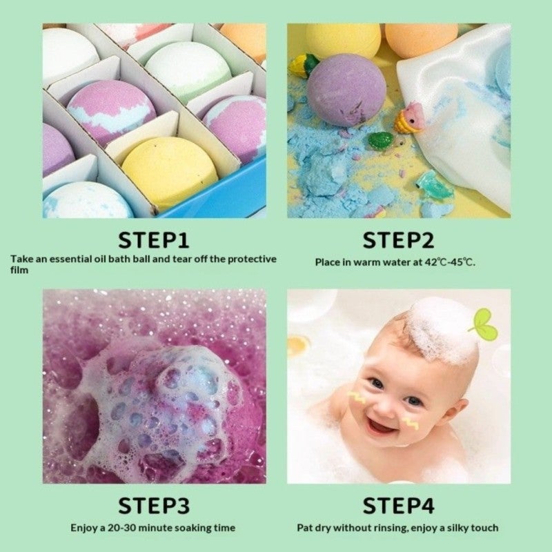 Kids Bath Bomb 6-Pack 50G Multicolor Gentle Bubble Essential Oil Spa Bath Ball With Ocean Surprise Toys - High Capacity for Travel for Kids Bath Time Fun - Image 5